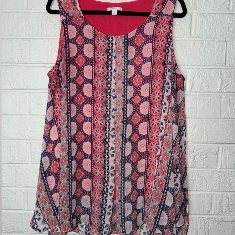 Women's Tank Top - Coral and Blue